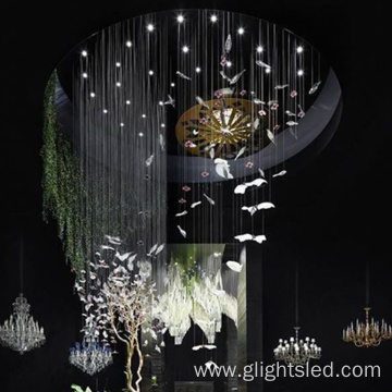 Modern style custom designed bird shaped decorative glass led chandelier light